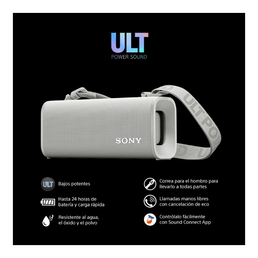 SONY ULT 3 PARLANTE SRS-ULT30 BLUETOOTH PORTÁTIL WATERPROOF 24 HORAS CON GRAVES POTENTES – VERDE - 4