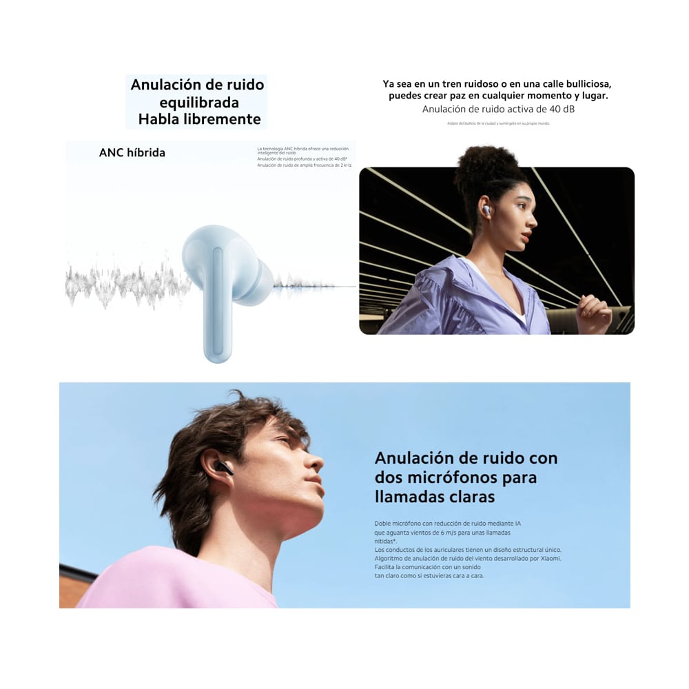 AUDÍFONOS XIAOMI REDMI BUDS 6 LITE BLUETOOTH 5.3 CON CANCELACIÓN DE RUIDO ANC NEGRO - 2