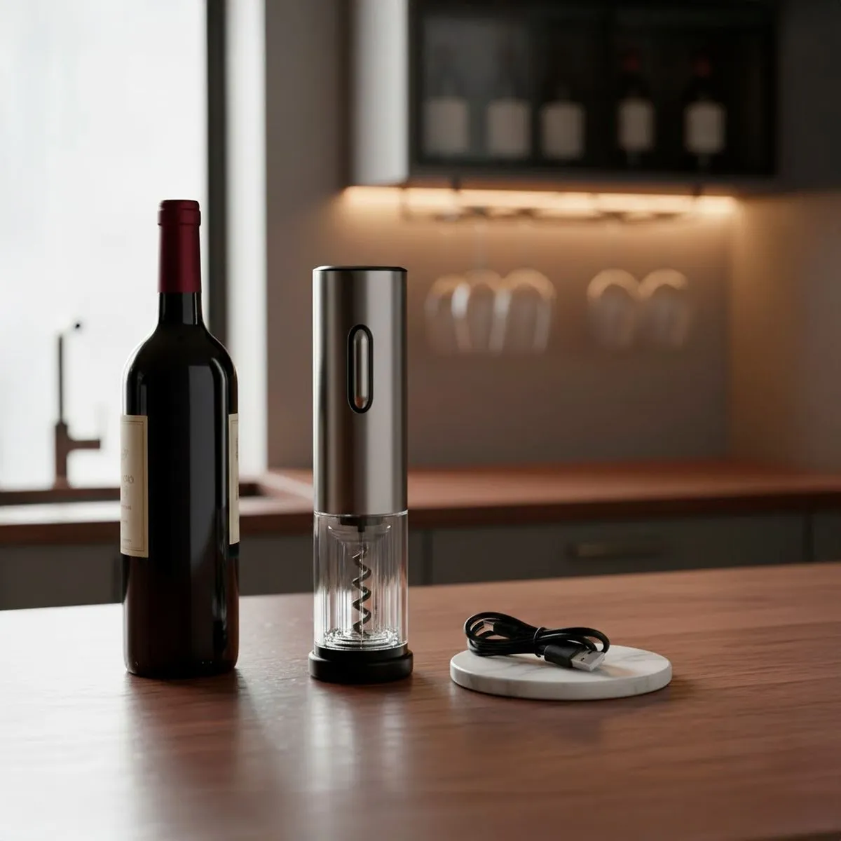 ABRIDOR ELÉCTRICO DE VINO RECARGABLE USB | DISEÑO MODERNO - 2