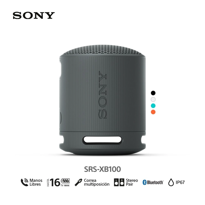 PARLANTE BLUETOOTH SONY SRS-XB100 NEGRO | PORTÁTIL Y RESISTENTE AL AGUA - 1