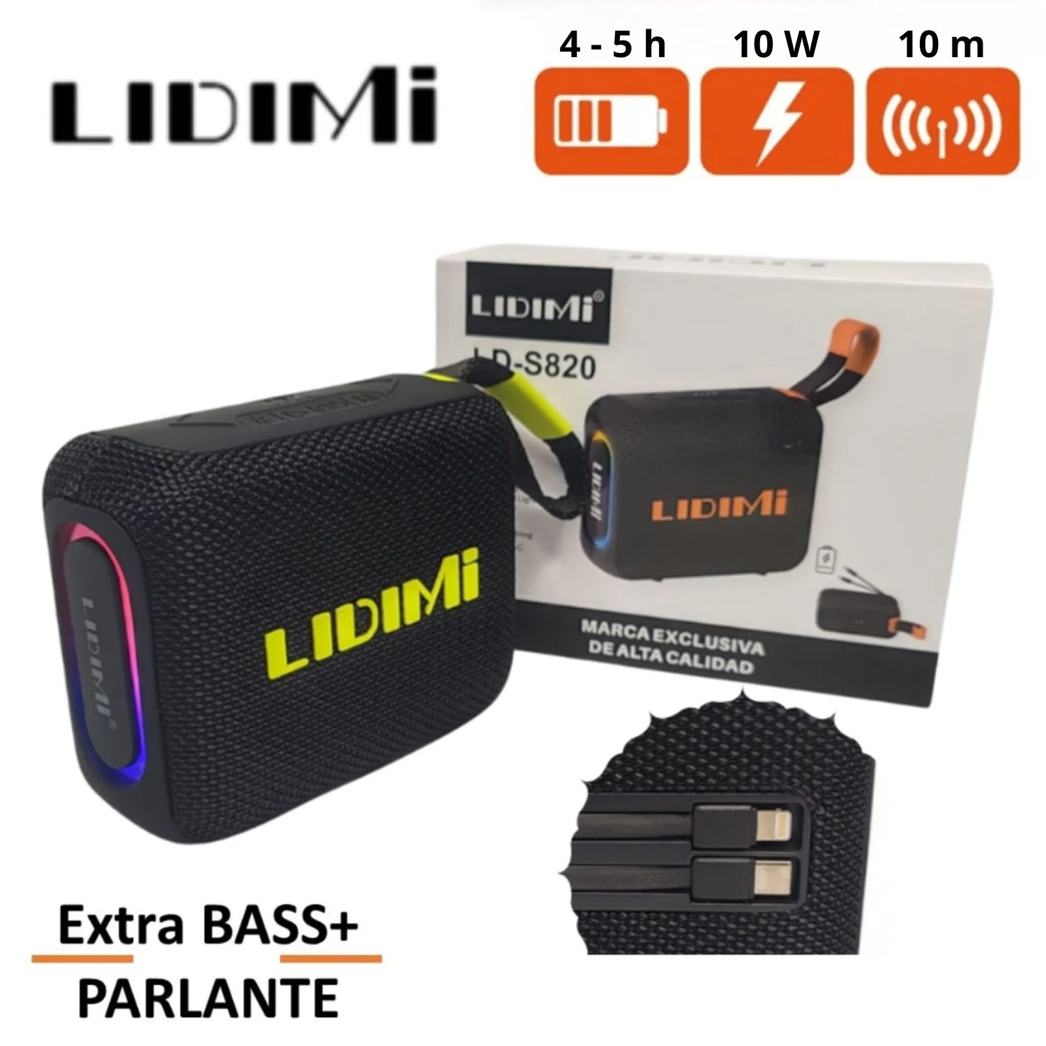 PARLANTE LIDIMI MODELO LD-S820 – BLUETOOTH, POWER BANK, USB Y FUNCIÓN TWS (COLOR SURTIDO) - 1