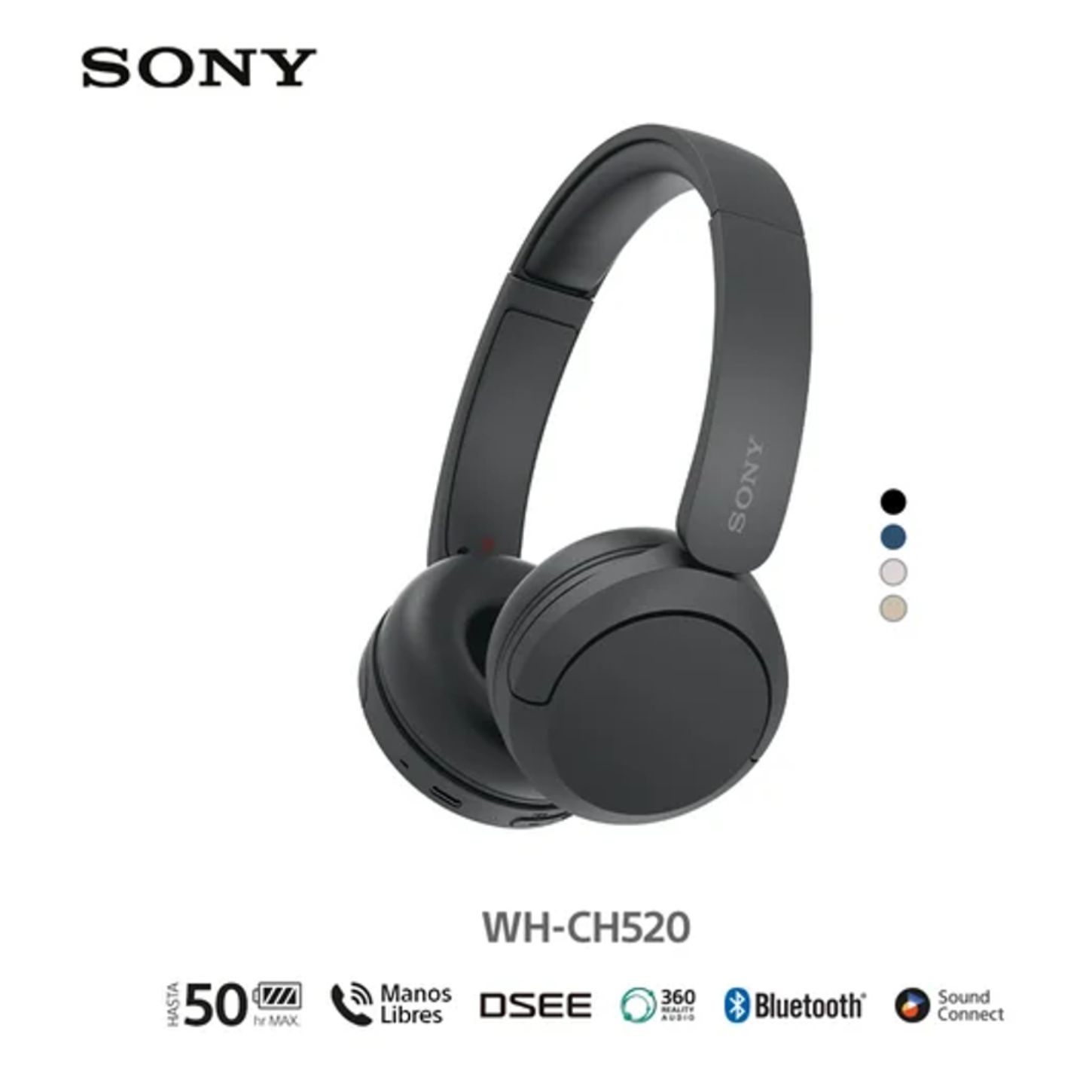 AUDÍFONOS BLUETOOTH SONY WH-CH520 NEGRO SONIDO CLARO - 6
