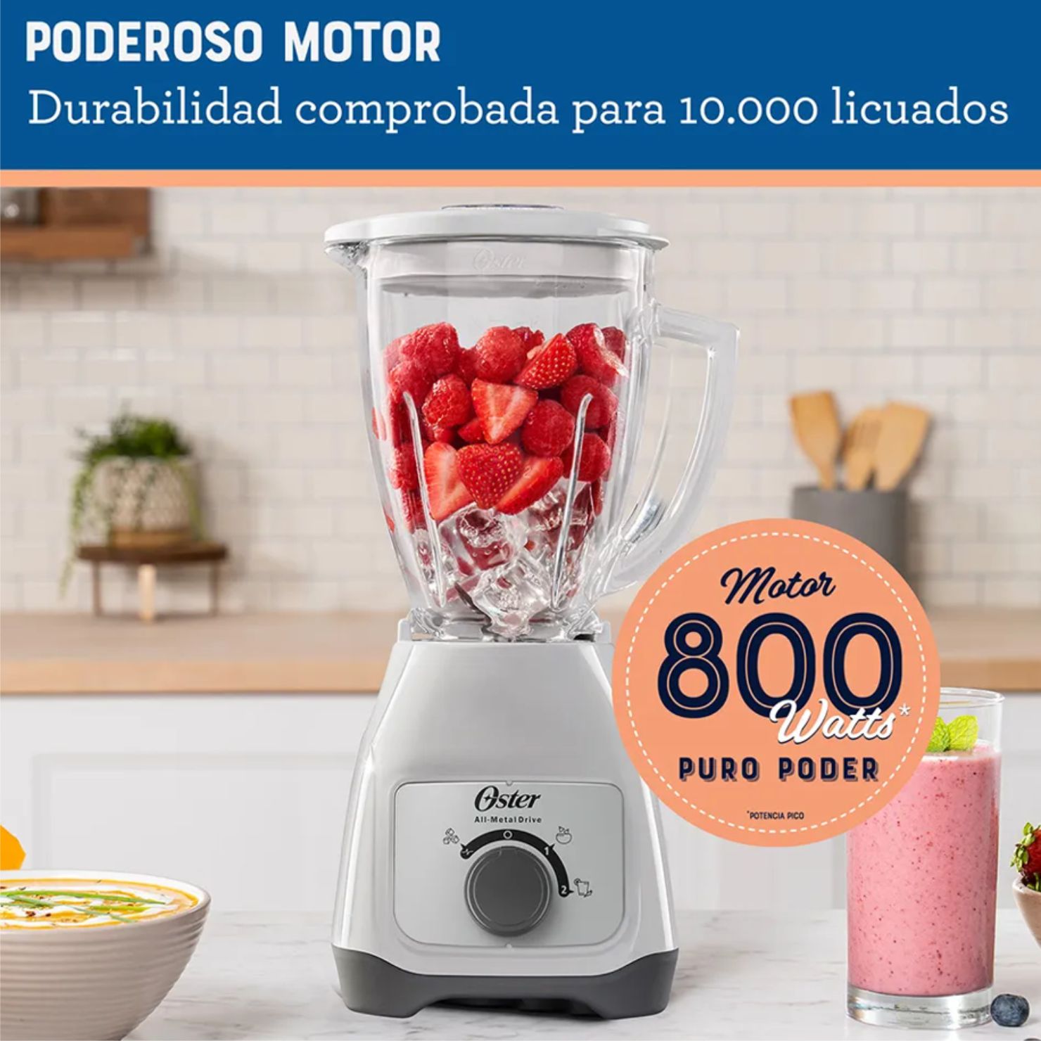 Licuadora Oster BLSTKAGWRD con Vaso de Vidrio Control de Perilla - 5
