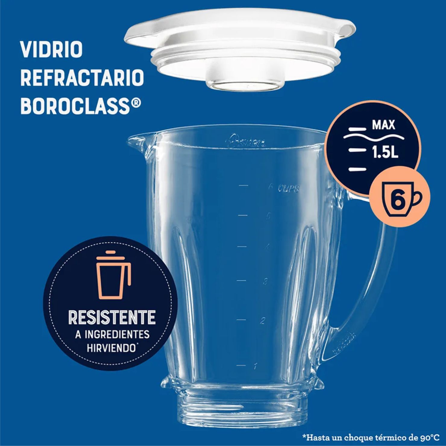 Licuadora Oster BLSTKAGWRD con Vaso de Vidrio Control de Perilla - 6