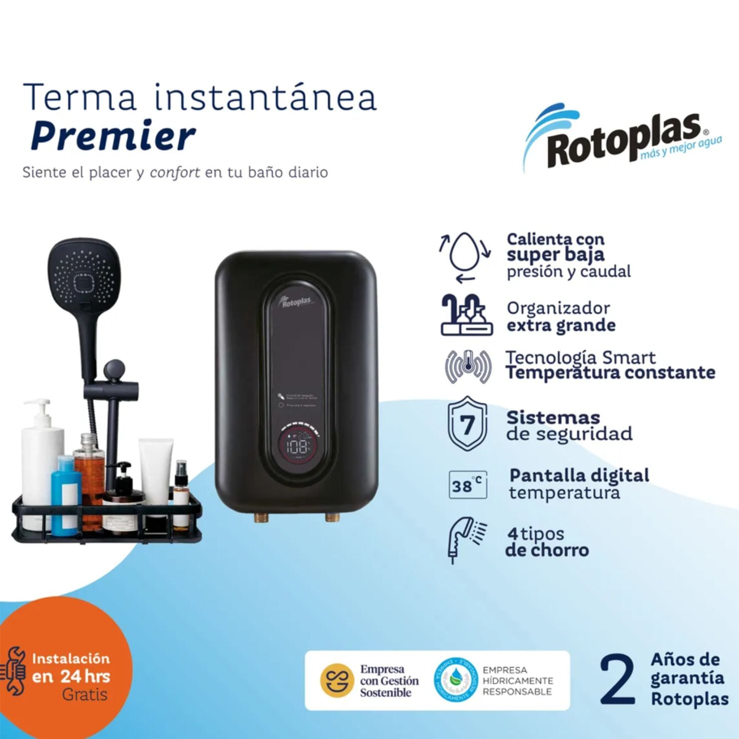 RAPIDUCHA ROTOPLAS PREMIER 5500W CALENTADOR DE AGUA - 1