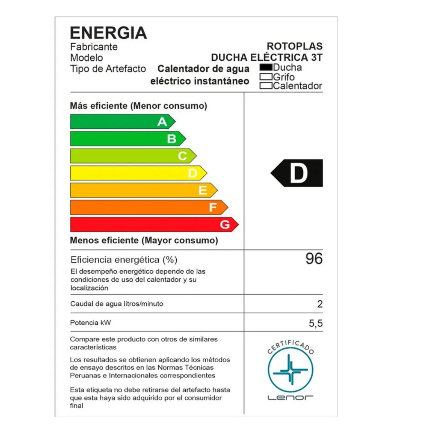 DUCHA INITIAL 3T CALENTADOR ELECTRICO DE AGUA - 5