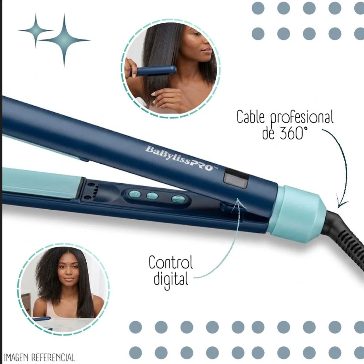 PLANCHA BABYLISSPRO HIP BY IONICA INDIGO 1 PULGADA PROFESIONAL - 4