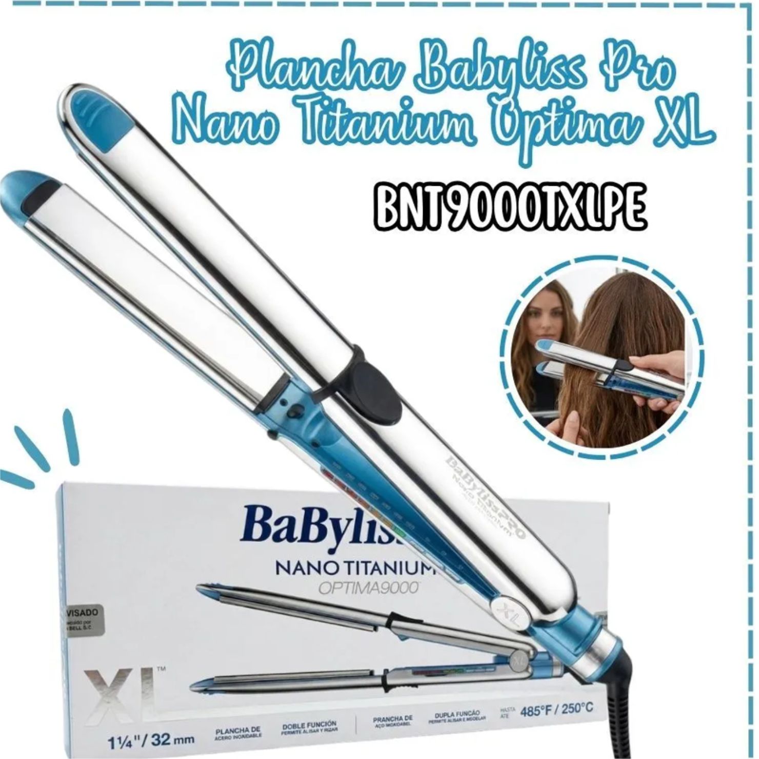 PLANCHA BABYLISS PRO OPTIMA 9000 XL NANO TITANIUM 32 MM - 1