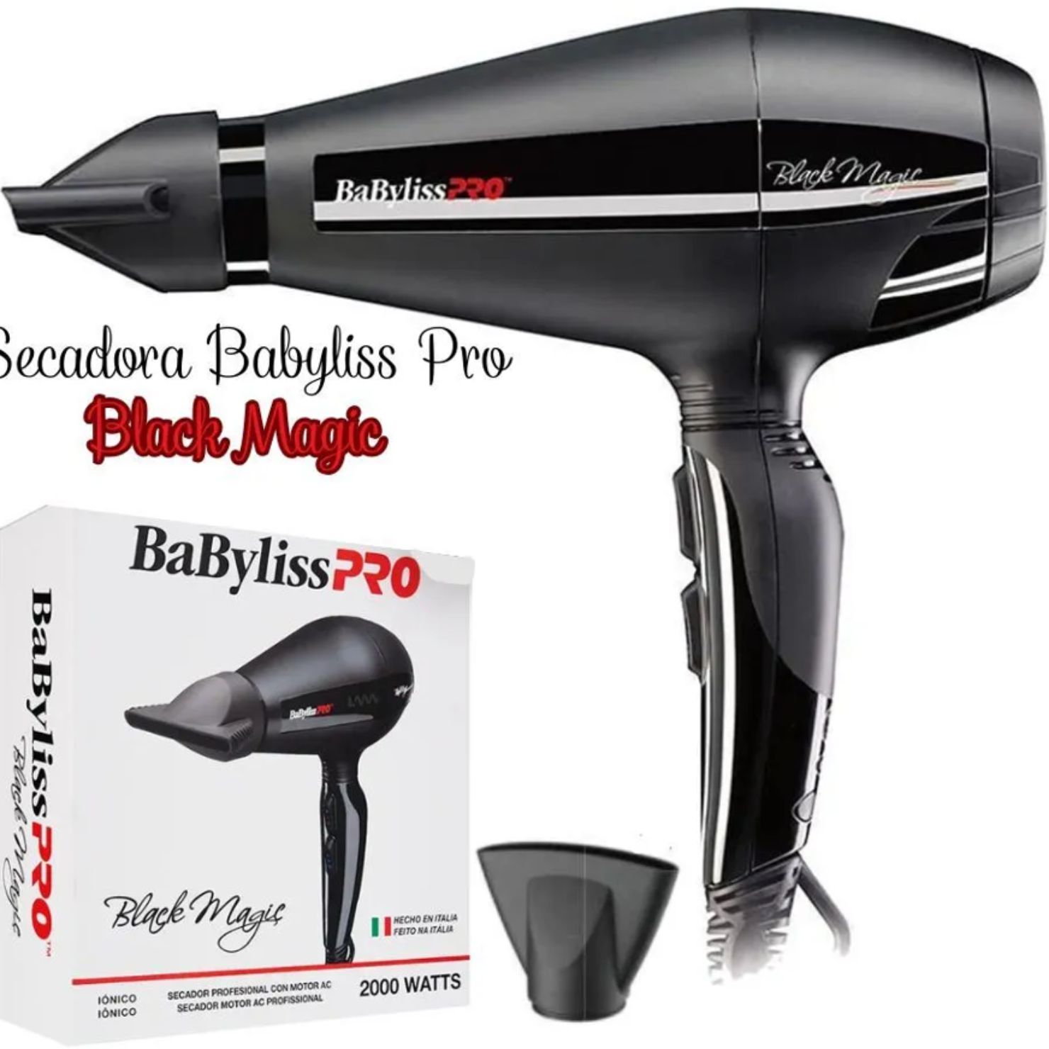 SECADORA PROFESIONAL BABYLISSPRO BLACK MAGIC 2000W TECNOLOGÍA IÓNICA - 1