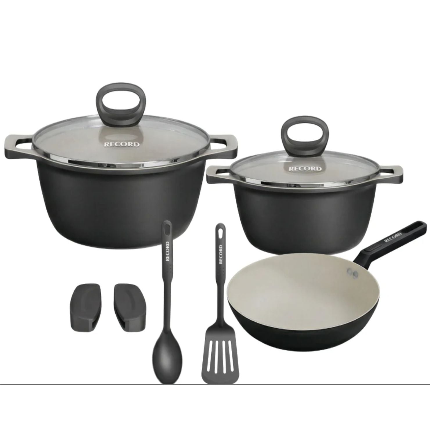 BATERÍA DE COCINA RECORD CERAMIC BLACK 5 PIEZAS PARA TODO TIPO DE COCINA - 1
