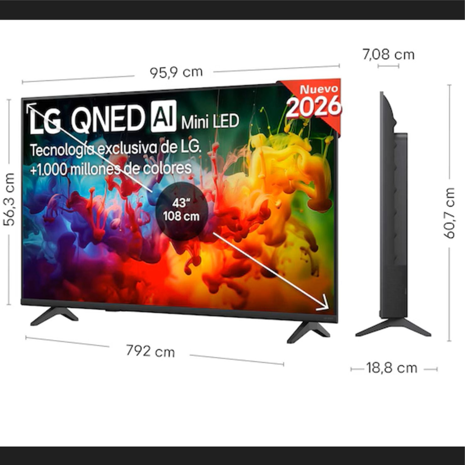 LG TELEVISOR QNED70 43 PULGADAS AI MINI LED 4K SMART TV 2026 - 2