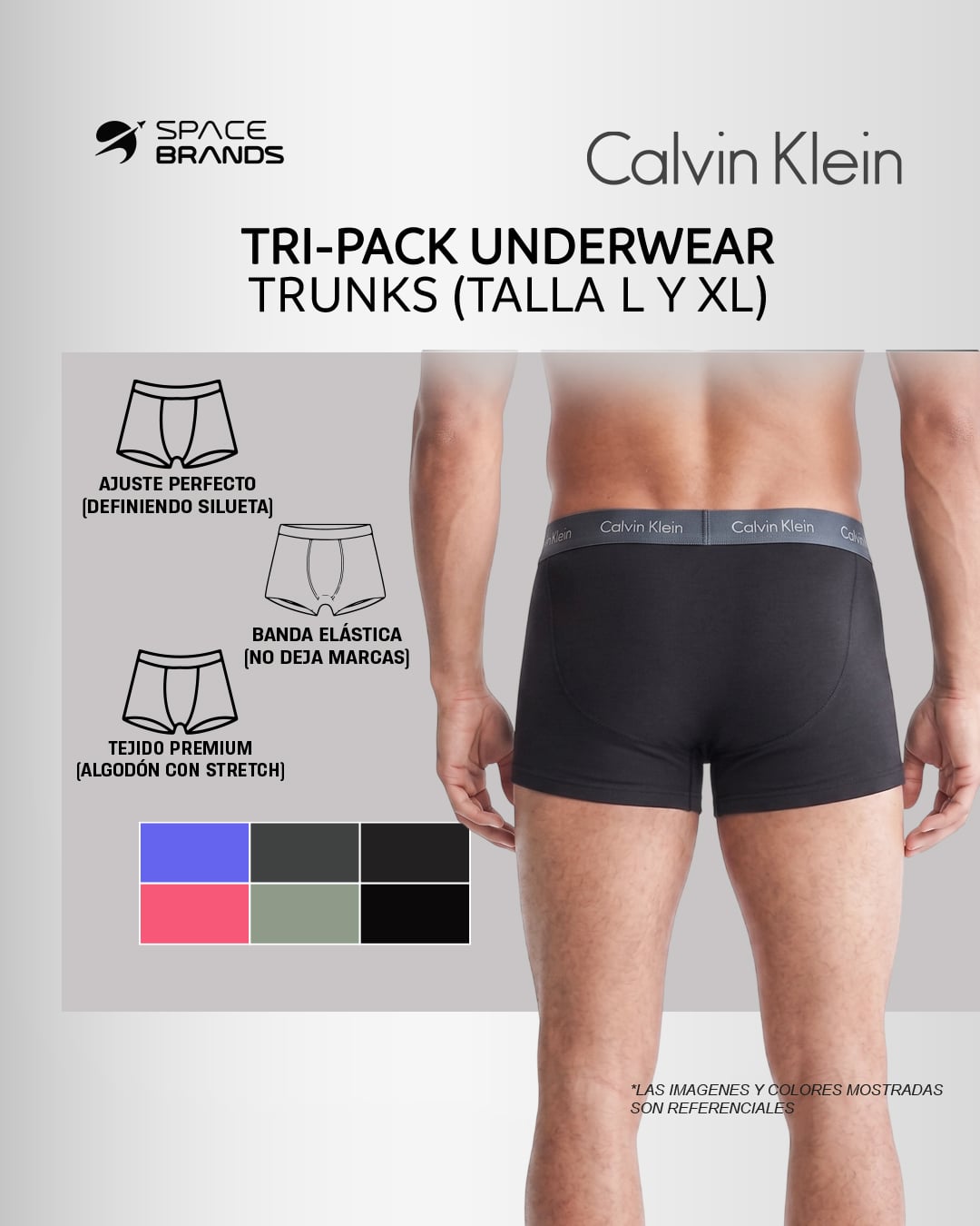 PACK X3 BOXERS CALVIN KLEIN UNDERWEAR TRUNKS MULTICOLOR - 1