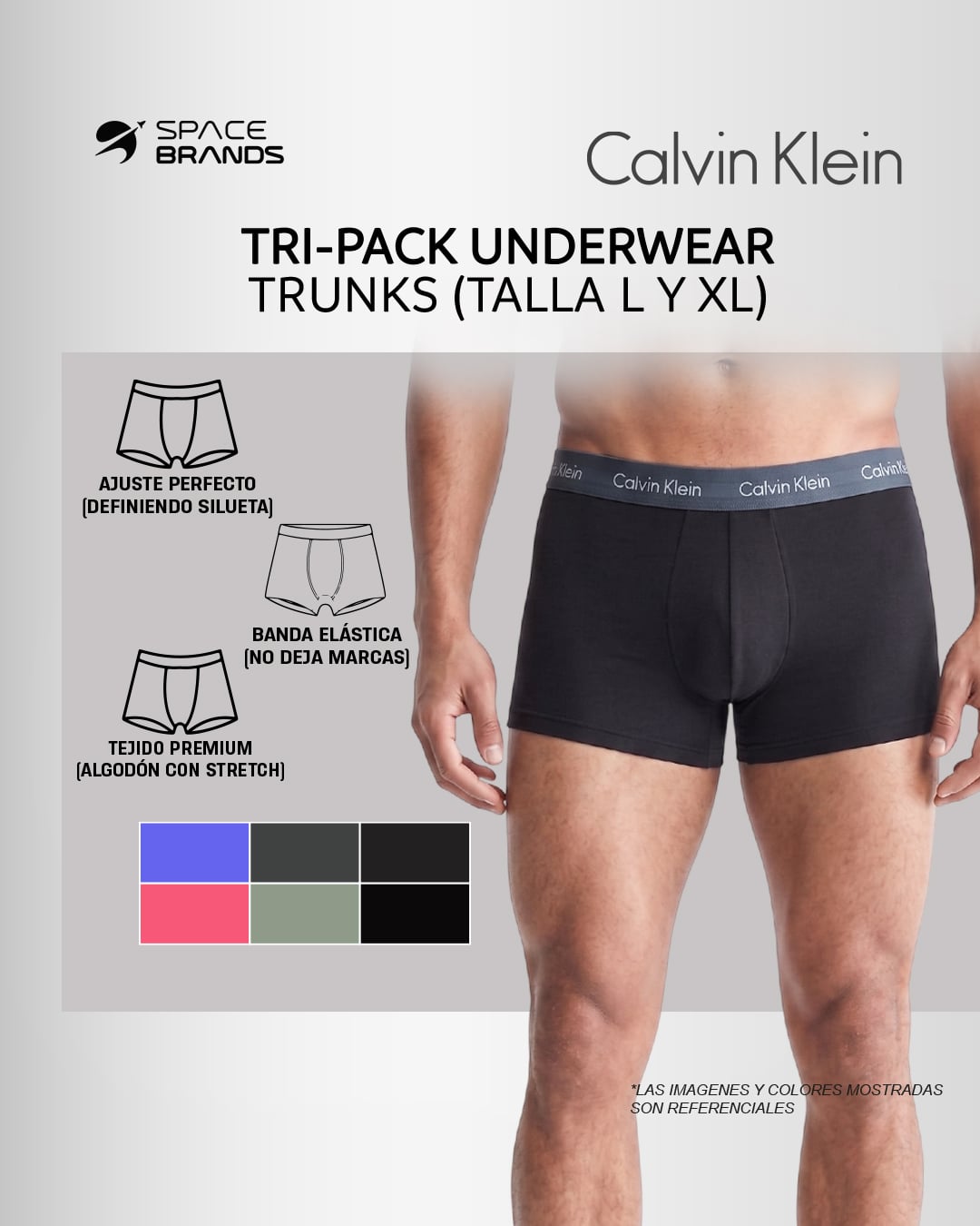 PACK X3 BOXERS CALVIN KLEIN UNDERWEAR TRUNKS MULTICOLOR - 2