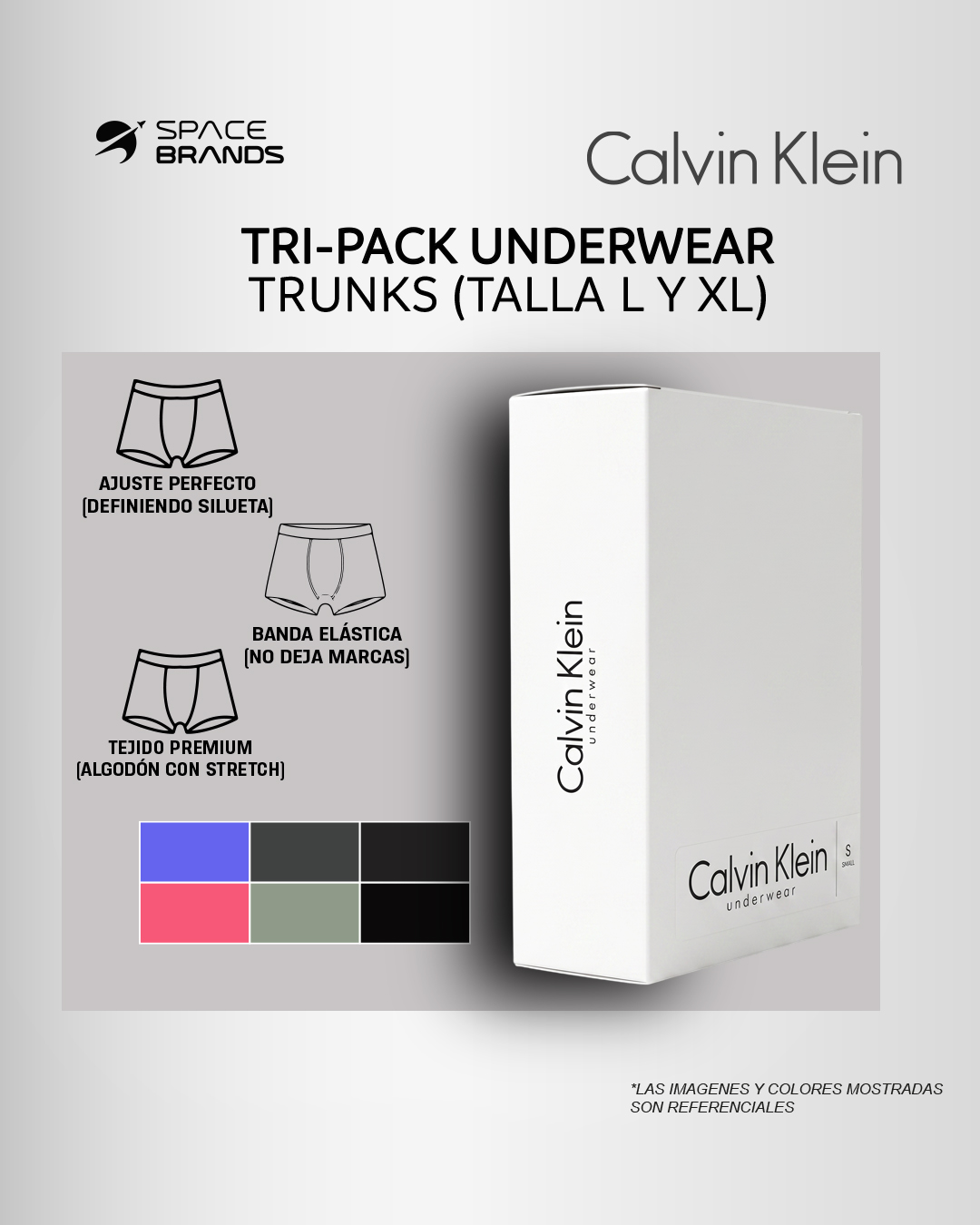 PACK X3 BOXERS CALVIN KLEIN UNDERWEAR TRUNKS MULTICOLOR - 3