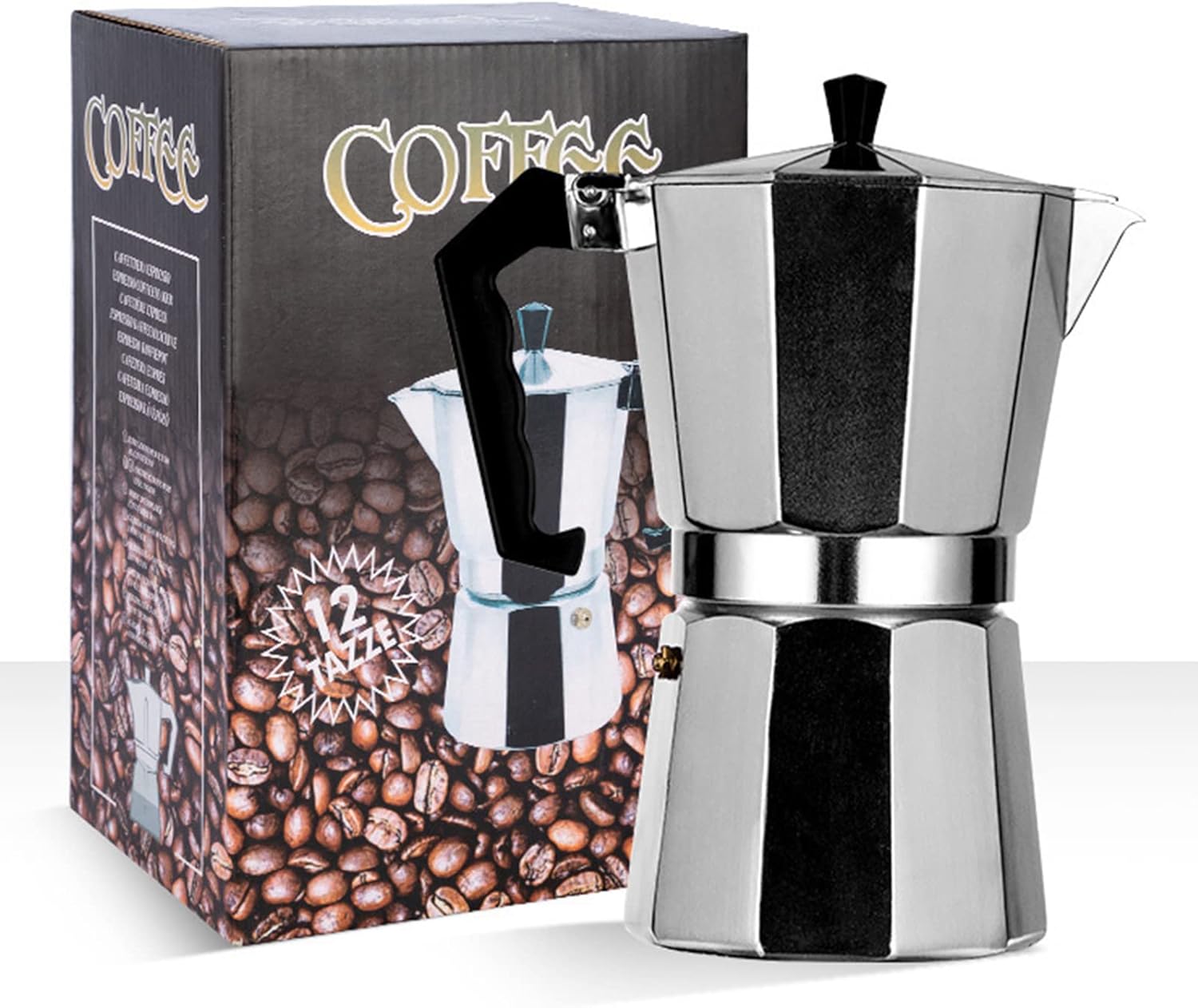 CAFETERA ALUMINIO MOKA ITALIANA 12 TZ - 1