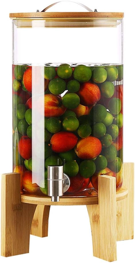 DISPENSADOR DE VIDRIO TEMPLADO 8  LITROS  BASE DE MADERA - 1