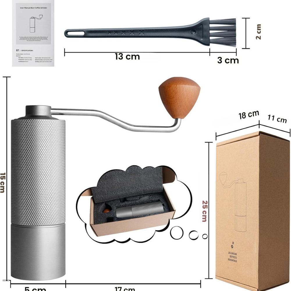 MOLINILLO DE CAFÉ MANUAL EN ACERO INOXIDABLE PLATEADO - 3