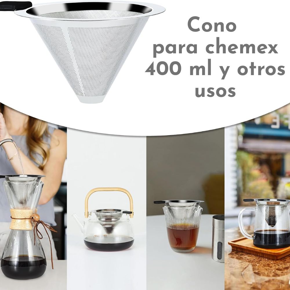 GOTERO CONICO DE ACERO PARA CHEMEX 400 ML - 5