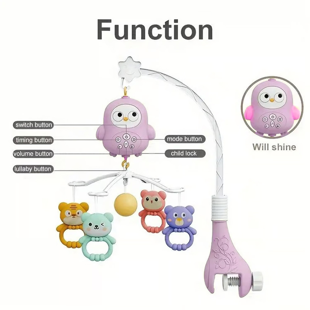 MOVIL PARA CUNA AVES CON LUCES Y SONIDOS 368-20 ROSADO - 3