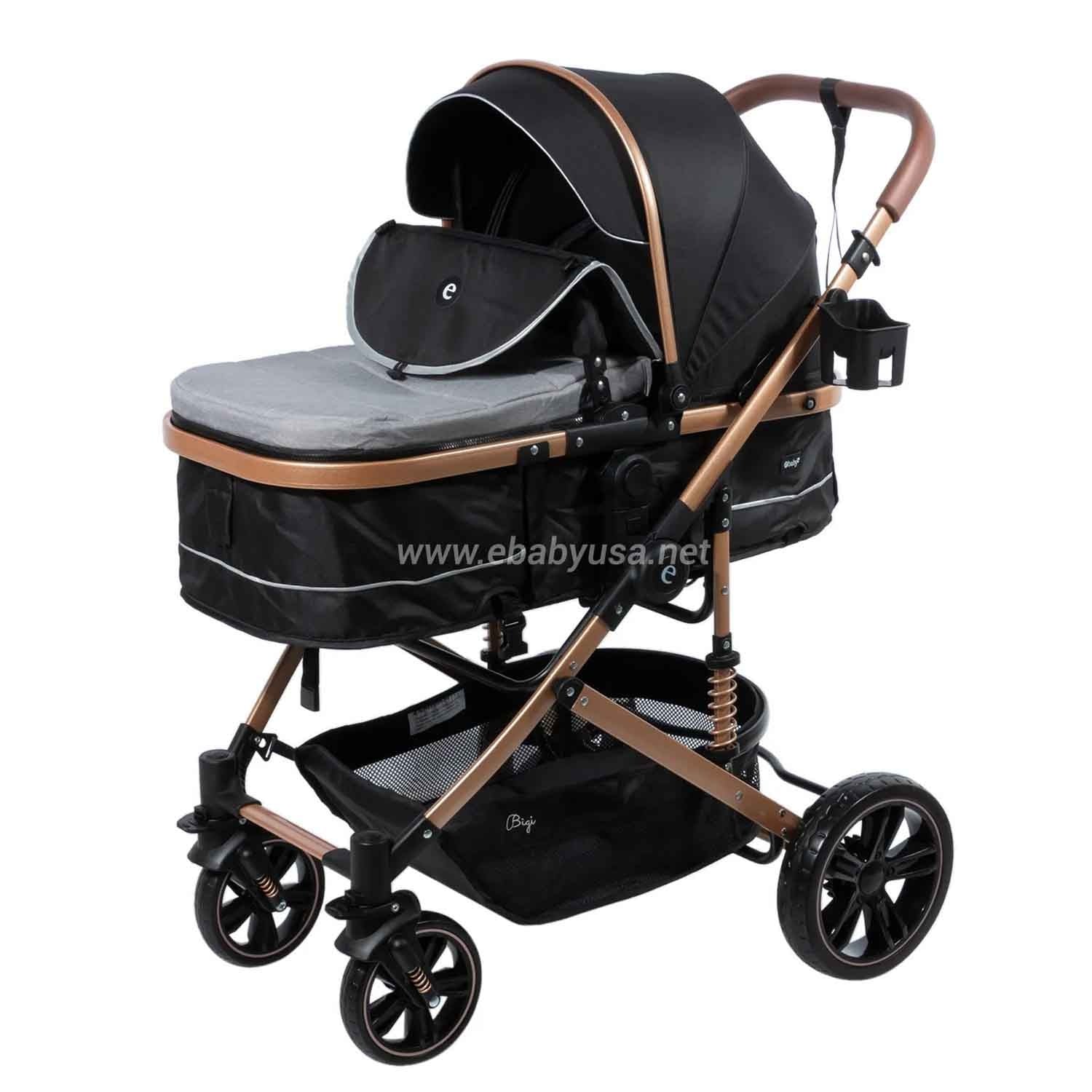 COCHE MOISES PARA BEBE BIGI CON MANGO REVERSIBLE GRIS - 3