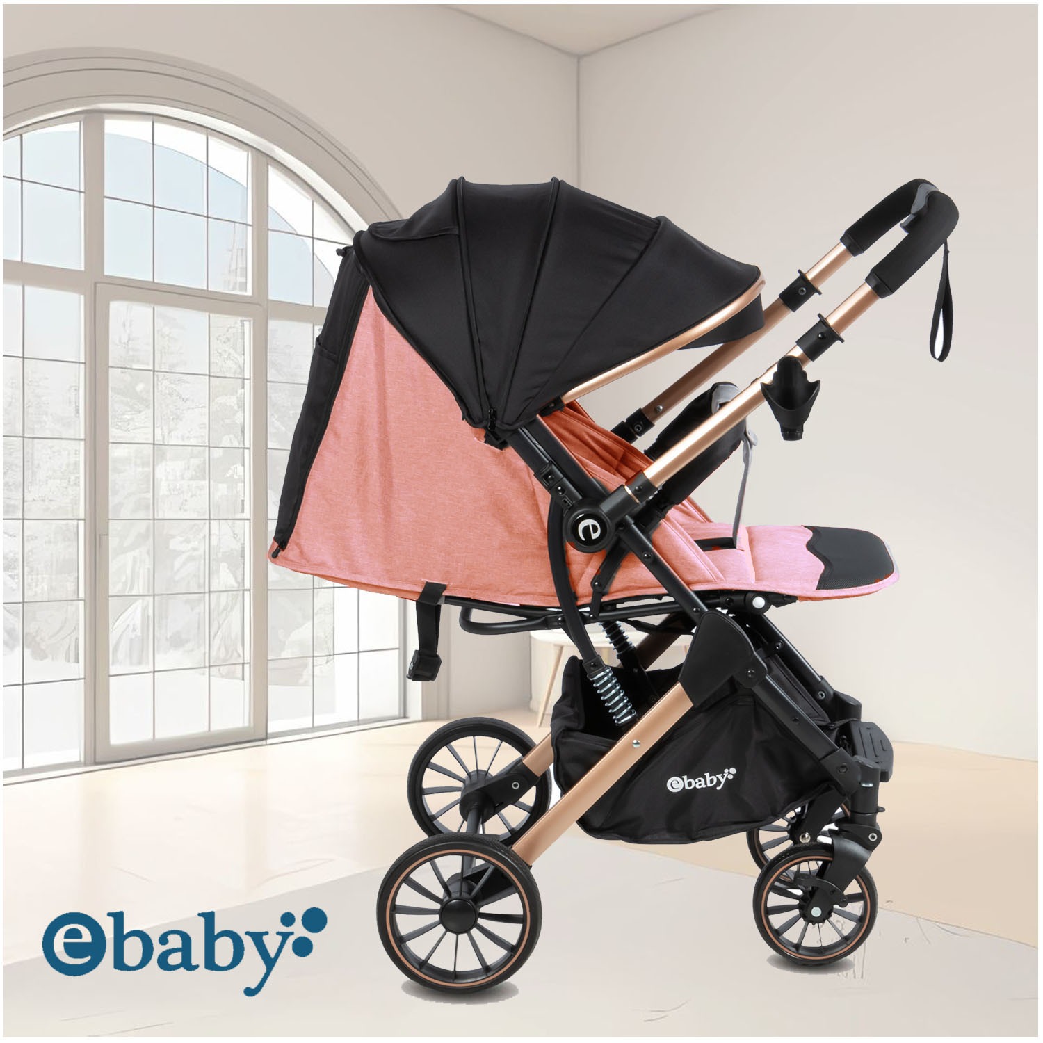 COCHE MOISÉS TRAVEL SYSTEM EBABY «SPARROW» PORTA BEBÉ PINK - 3