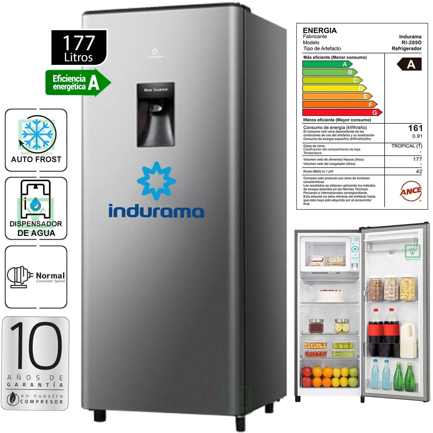REFRIGERADORA INDURAMA RI-289D 177 LITROS - 1