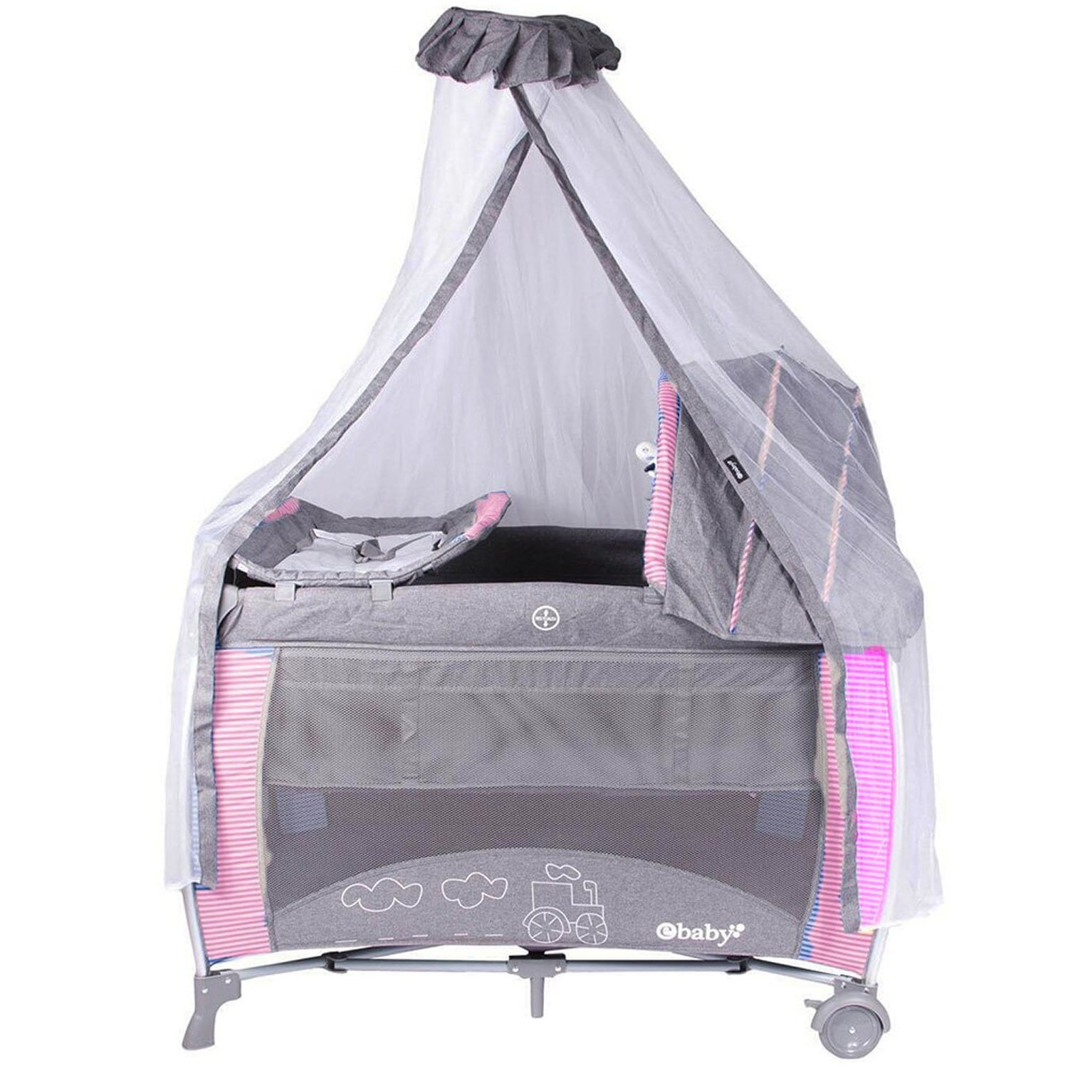 CUNA CORRAL NOA 780 + COLCHÓN 4' + TINA DE BAÑO ROSADO - 2