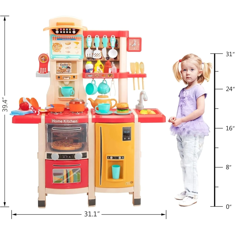 JUGUETE SET DE COCINA CON VAPOR LUZ Y SONIDO 65 PCS ROSADO - 4