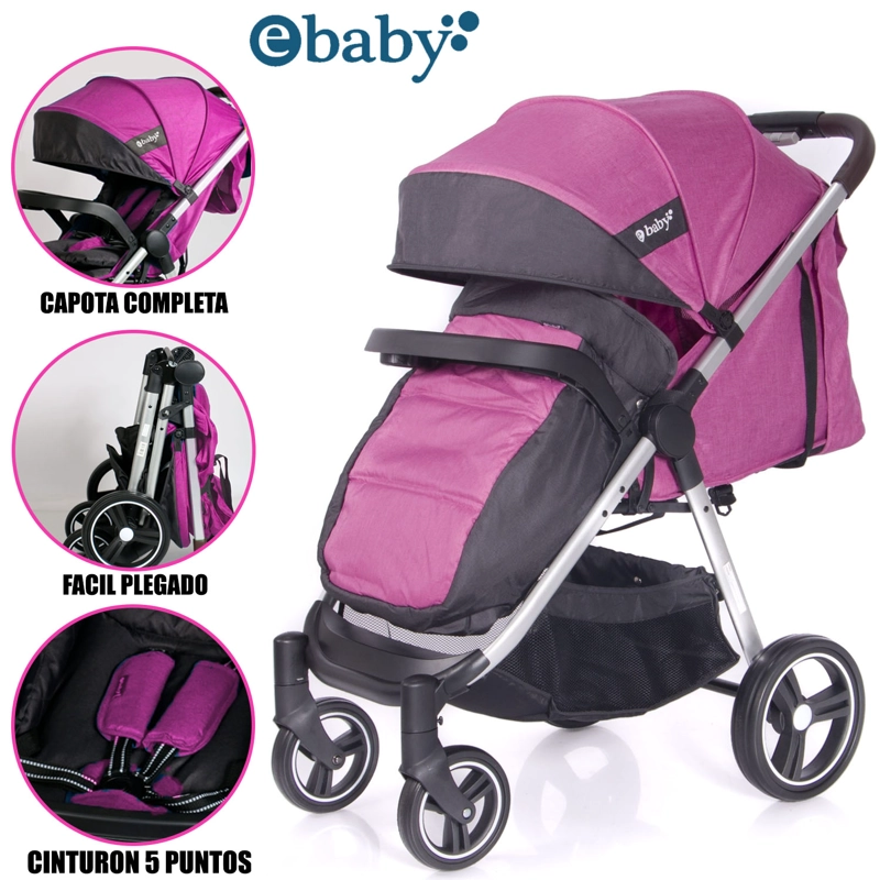 COCHE DE PASEO «ATTON DELUX» EBABY ROSADO - 1