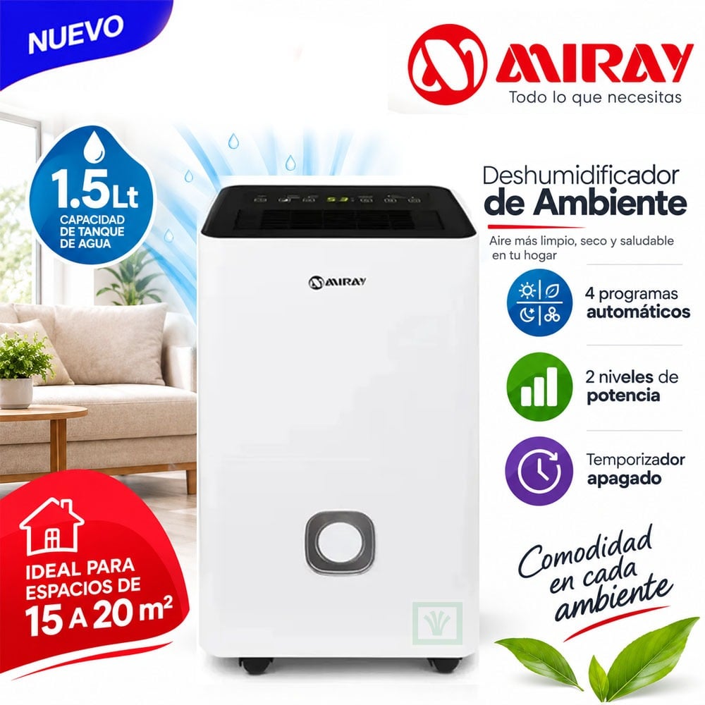 DESHUMEDECEDOR MIRAY DM-125 1.5 L 15 A 20 M2 - 1