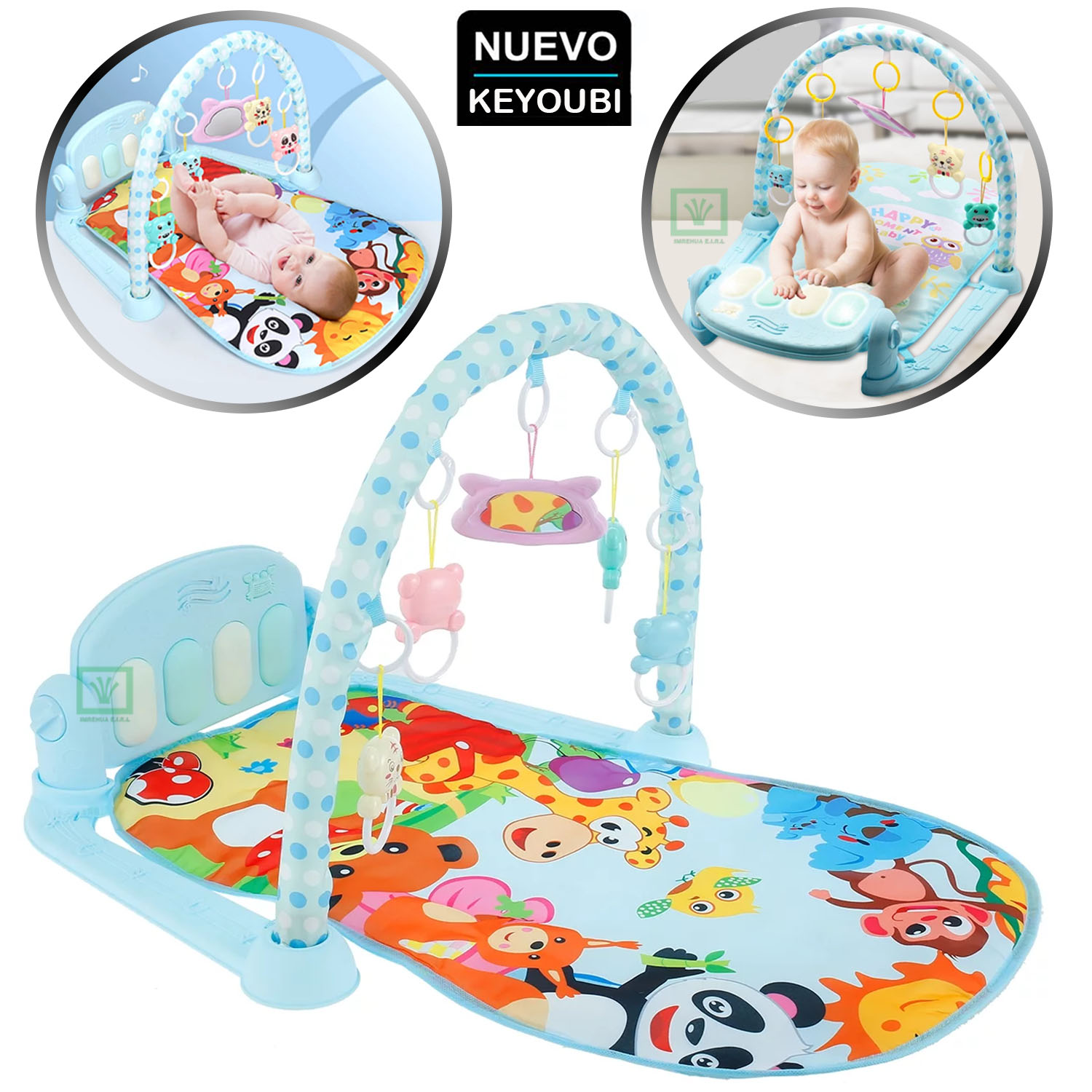 GIMNASIO PIANO PARA BEBÉ CON LUCES Y MÚSICA PANDA CELESTE - 1