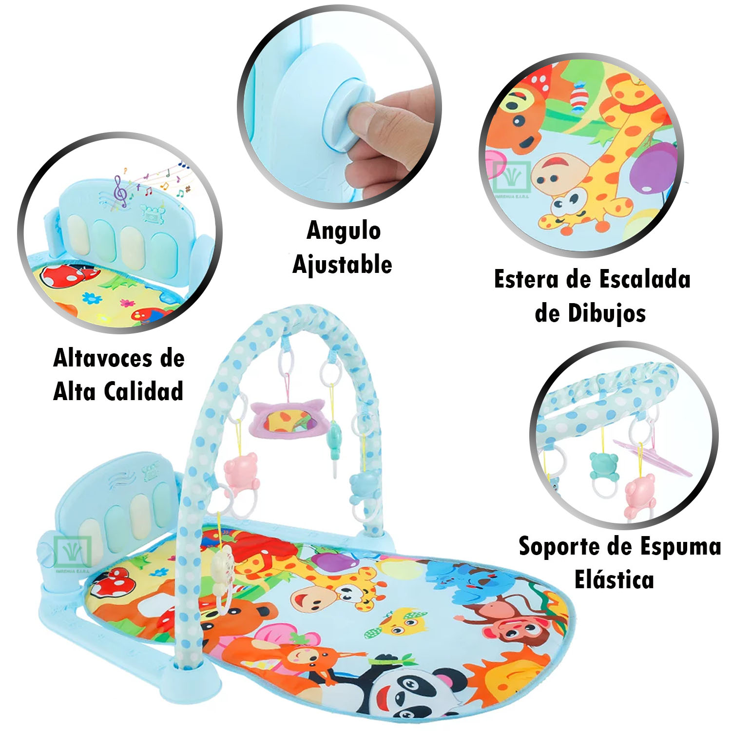 GIMNASIO PIANO PARA BEBÉ CON LUCES Y MÚSICA PANDA CELESTE - 3