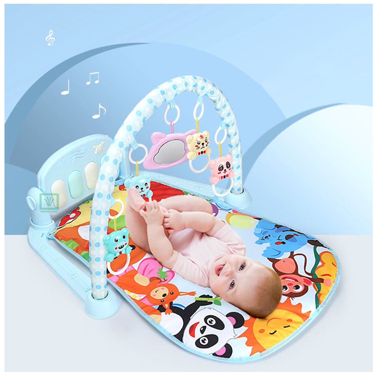GIMNASIO PIANO PARA BEBÉ CON LUCES Y MÚSICA PANDA CELESTE - 4
