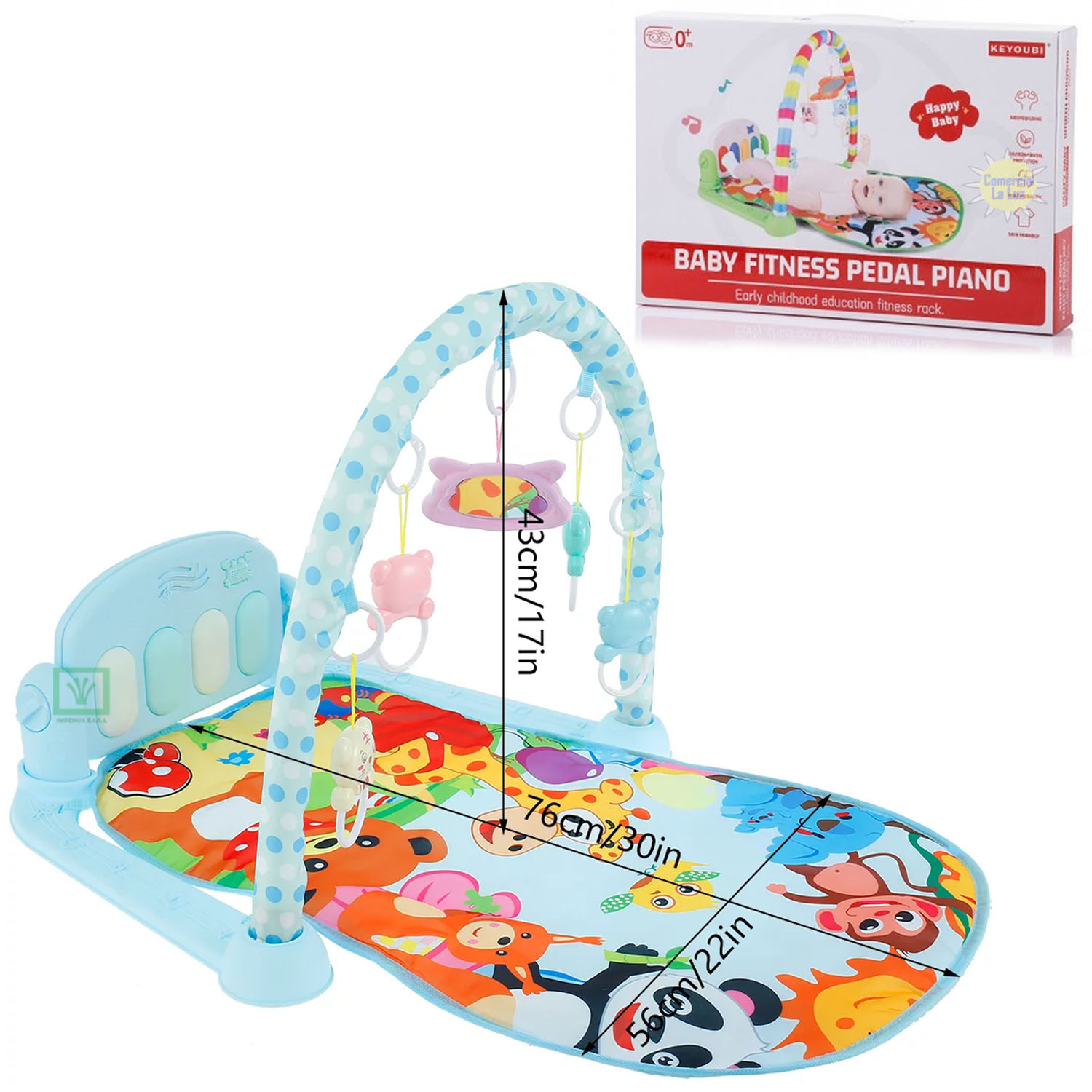 GIMNASIO PIANO PARA BEBÉ CON LUCES Y MÚSICA PANDA CELESTE - 6