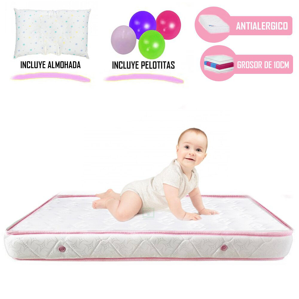 CUNA CORRAL BABY KITS VERONA ROSADO + COLCHÓN 4 ' ROSADO - 4