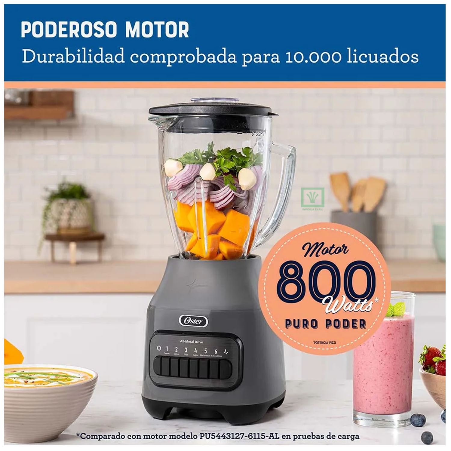LICUADORA 1.5L OSTER CON 6 VELOCIDADES BLSTPEG GPB GRIS - 4