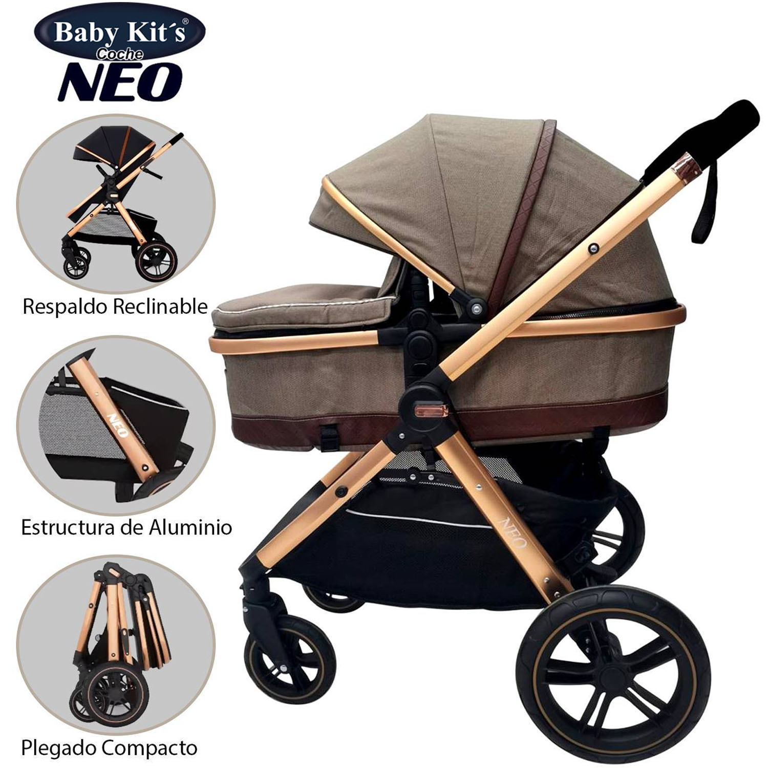 COCHE CUNA MOISES DE LUJO «NEO» BEIGE - 1