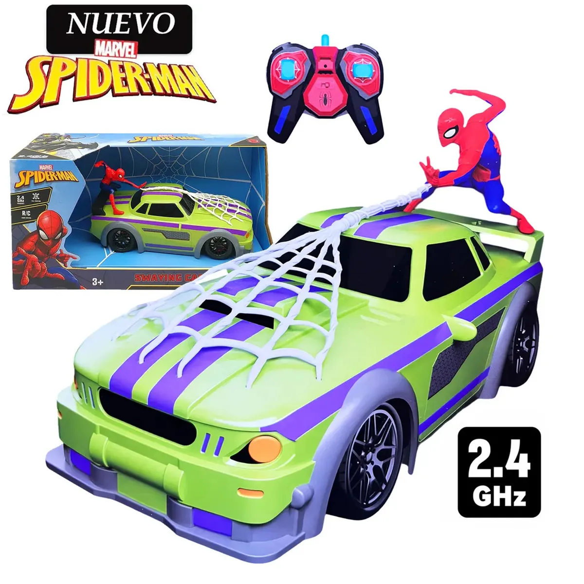 JUGUETE CARRO DE SPIDER-MAN CON FUNCIÓN BALANCEO CON CONTROL - 1
