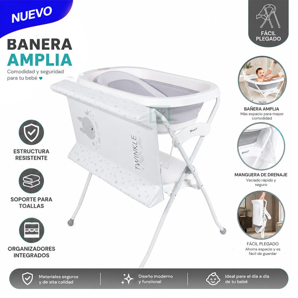 BAÑERA Y CAMBIADOR PLEGABLE SPARK GRIS - 1