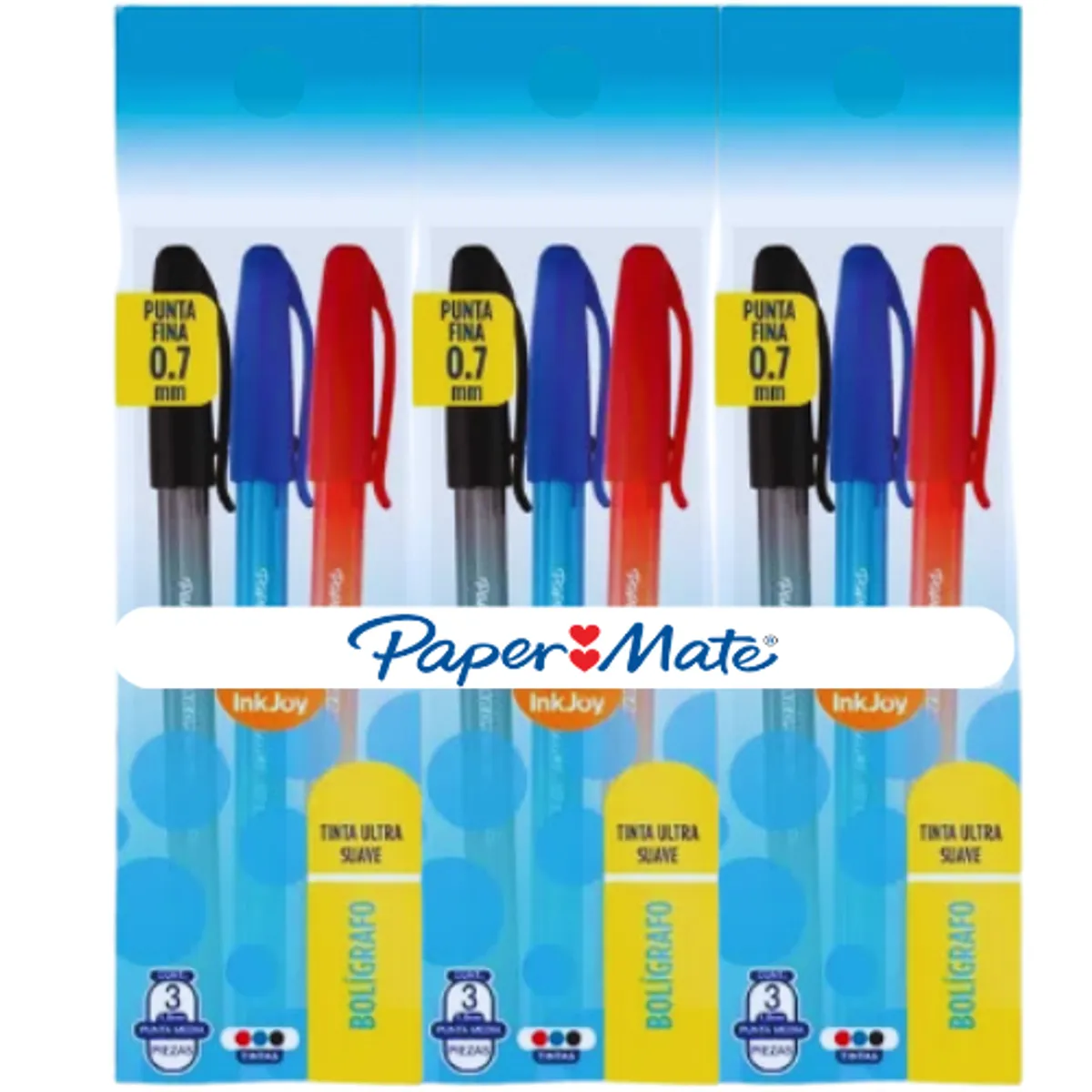 BOLÍGRAFO PAPER MATE KILOMÉTRICO INKJOY PUNTA FINA X3 - 1