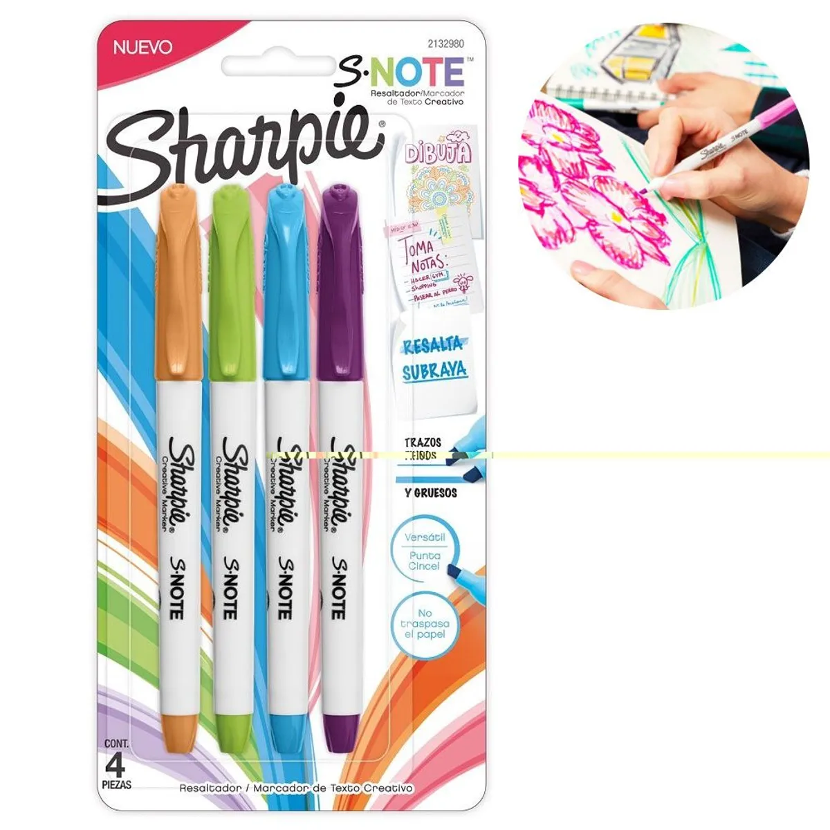RESALTADOR SHARPIE NOTE X4 COLORES INTENSOS 2132980 - 1