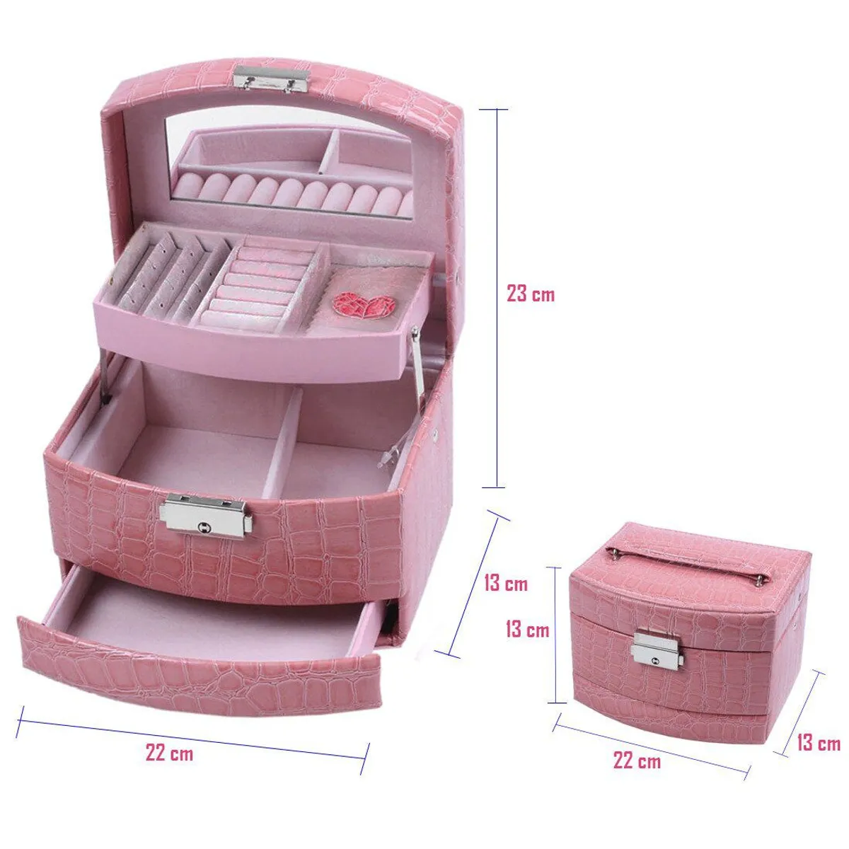 ORGANIZADOR DE JOYAS 3 NIVELES GRANDE CON LLAVE - 6