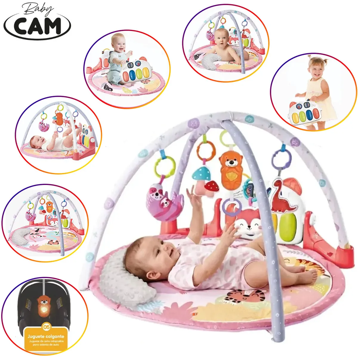 GIMNASIO PIANO MUSICAL BABY CAM 7 EN 1 PINK - 1