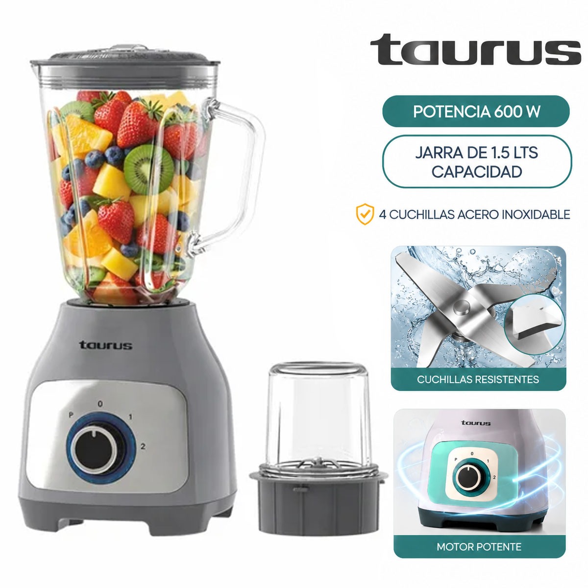 LICUADORA BLENDER TAURUS 600W MOD. SILVER PREMIUM - 1