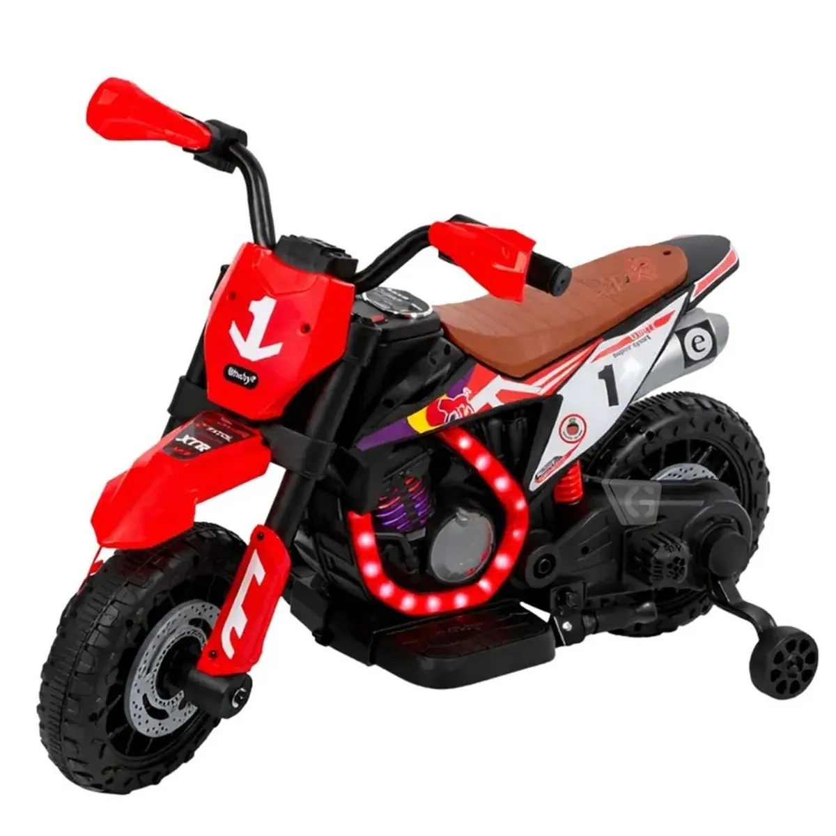MOTOCICLETA A BATERÍA MUSICAL Y LUCES EBABY COD.349 ROJO - 2