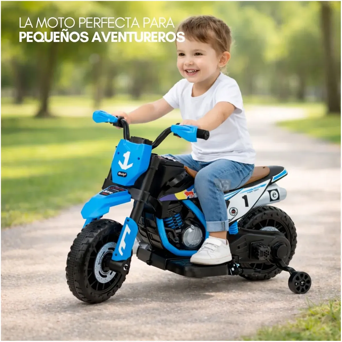 MOTOCICLETA A BATERÍA MUSICAL Y LUCES EBABY COD.349 AZUL - 4