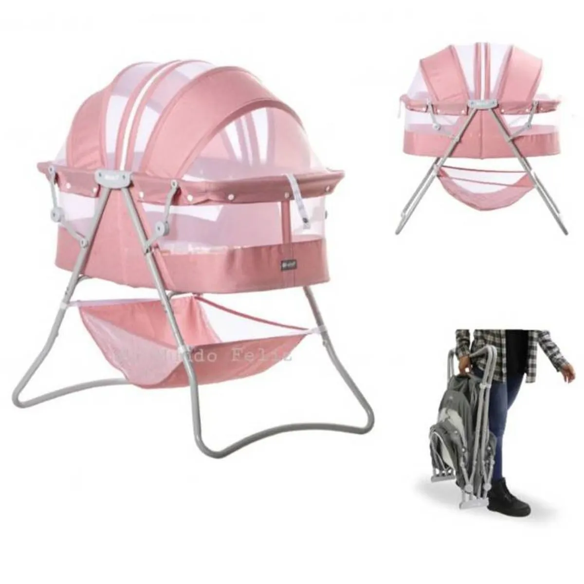 CUNA PORTÁTIL PLEGABLE PARA BEBÉ »DOLLY» PINK - 2