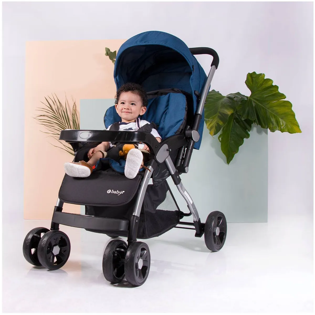 COCHE DE PASEO EBABY KUPER MANGO REVERSIBLE AZUL - 4
