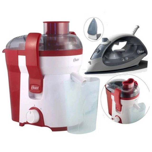 OSTER PLANCHA COMPACT AZUL NIEBLA GCSTBS5001 + EXTRACTOR DE JUGOS 400W ROJO FPSTJE316R - 1