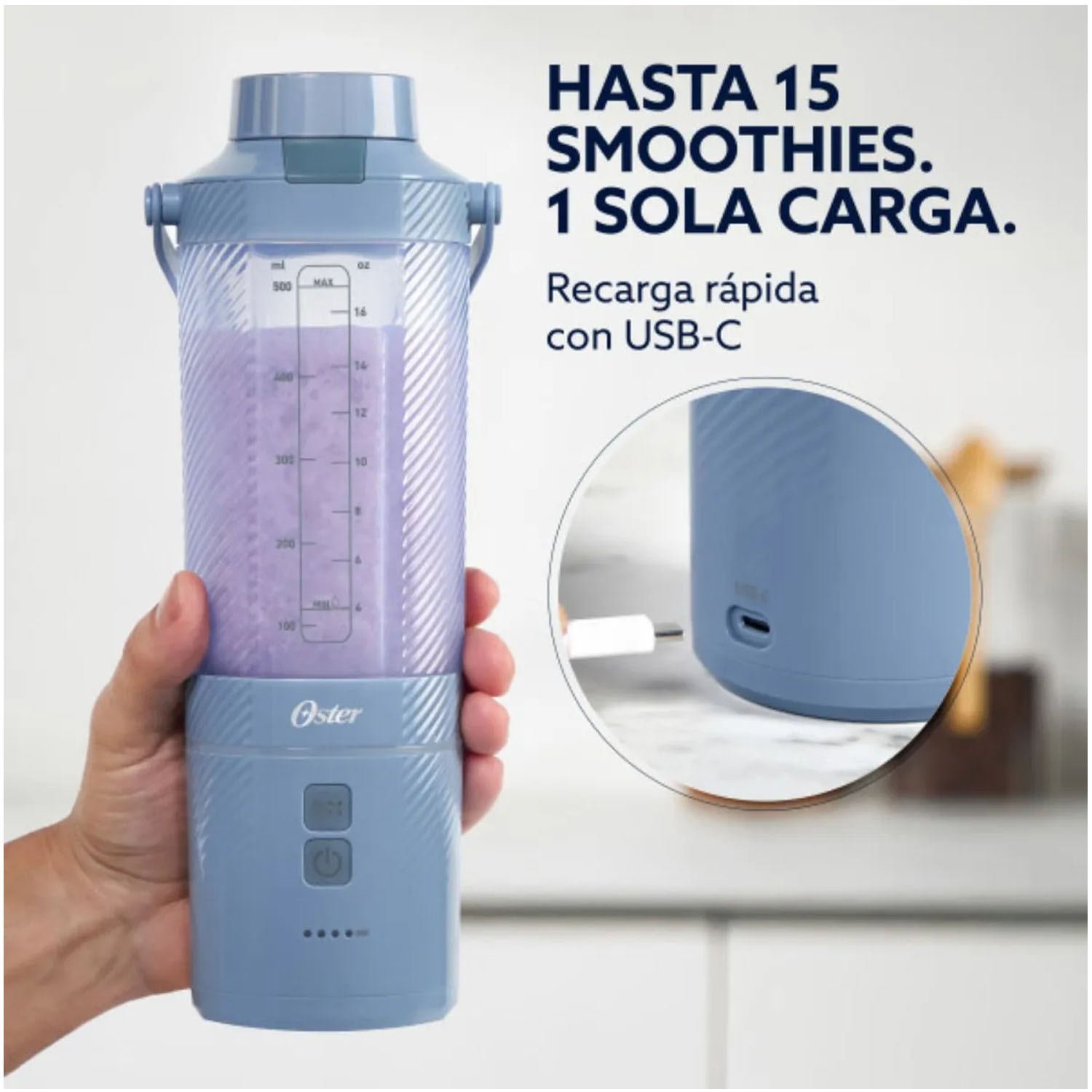 LICUADORA PORTÁTIL OSTER GOMAX, 590 ML , PARA SMOOTHIES, AZUL, BLSTGFP-MH20 - 3